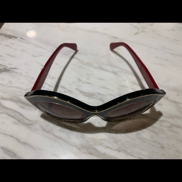 Valentino Cat-Eye Sunglasses Red Black Gold w Case main image 9